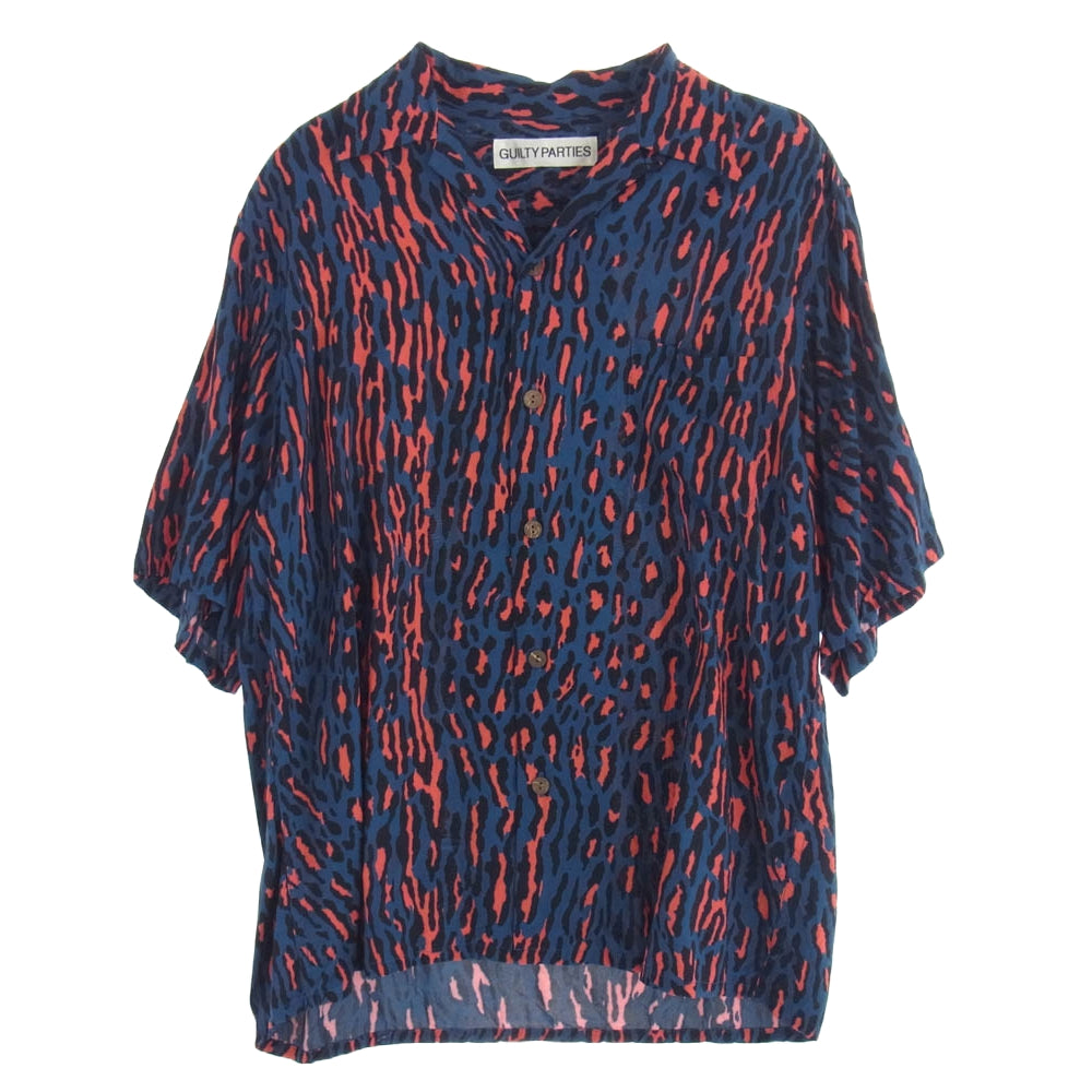 WACKO MARIA ワコマリア 24SS レーヨン レオパード柄 開襟 半袖シャツ アロハシャツ ネイビー系 S【中古】