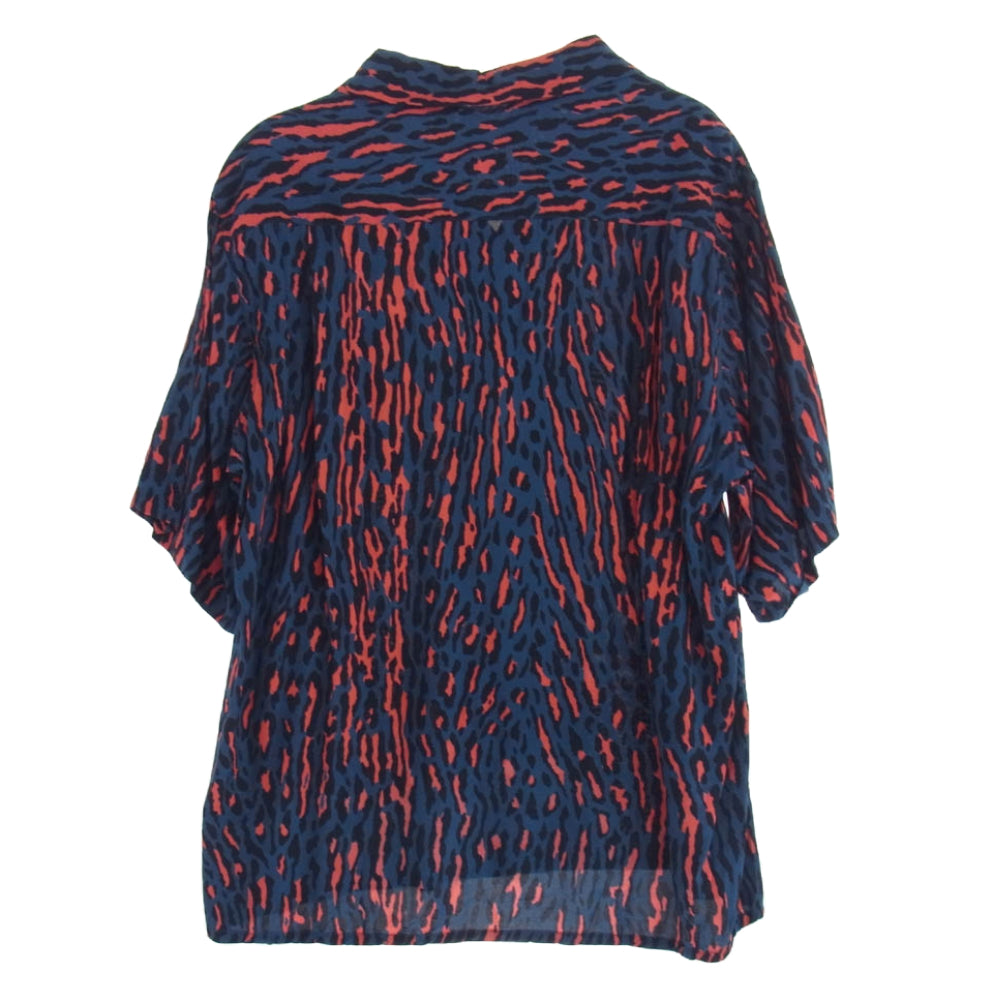 WACKO MARIA ワコマリア 24SS レーヨン レオパード柄 開襟 半袖シャツ アロハシャツ ネイビー系 S【中古】