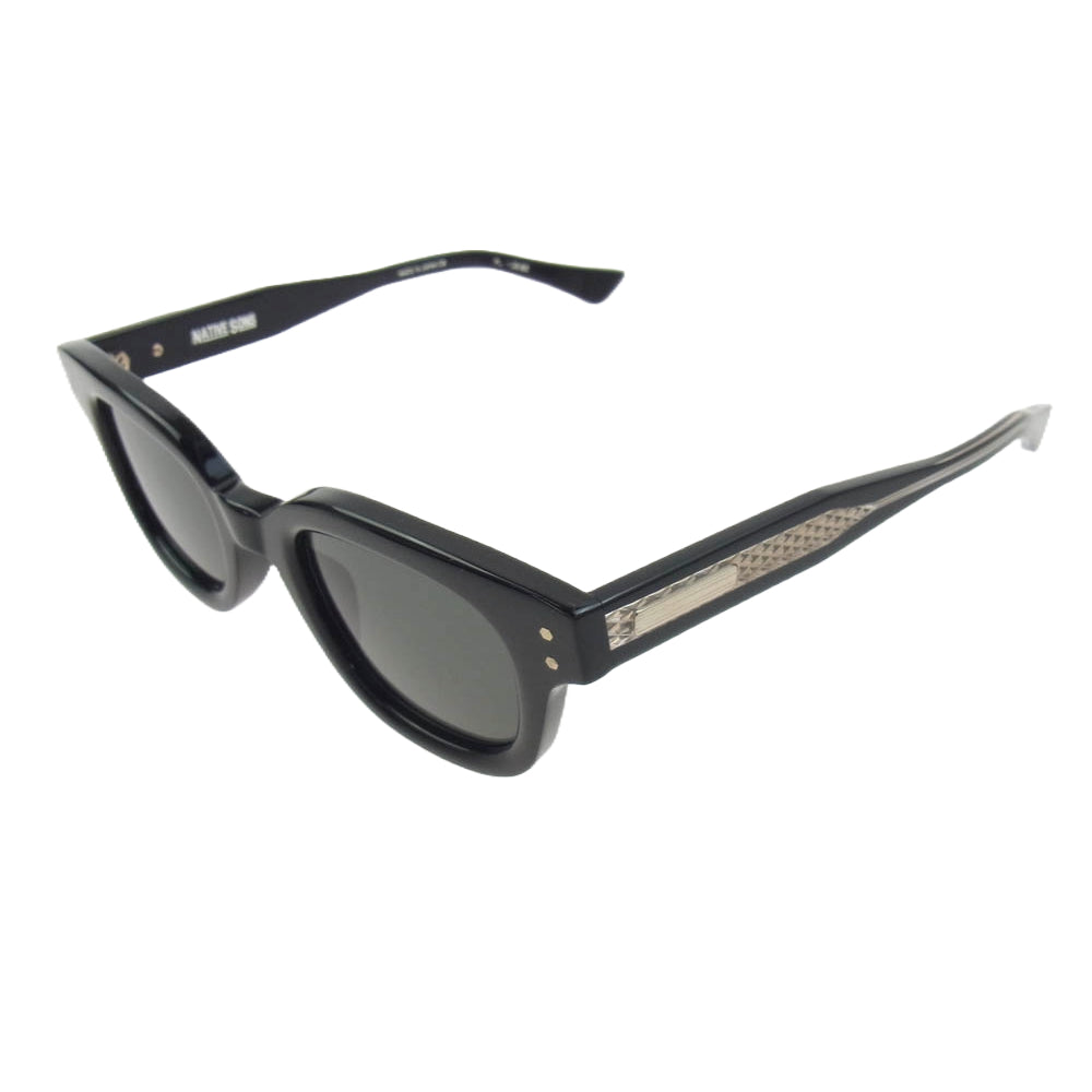 WACKO MARIA ワコマリア NATIVESONS-WM-EW20 × NATIVE SONS ネイティブサンズ GLASSES TYPE-1 ウェリント サングラス アイウェア ブラック系 47.5□24.2-145【中古】