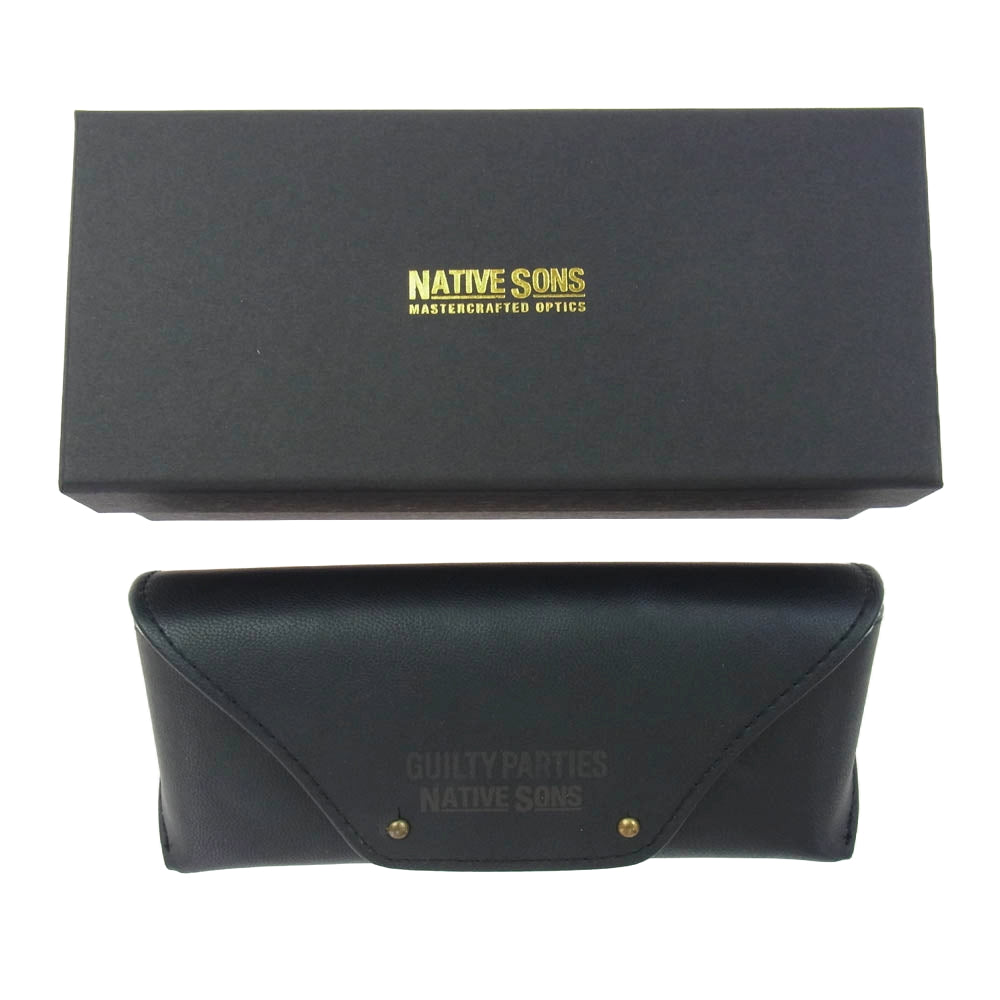 WACKO MARIA ワコマリア NATIVESONS-WM-EW20 × NATIVE SONS ネイティブサンズ GLASSES TYPE-1 ウェリント サングラス アイウェア ブラック系 47.5□24.2-145【中古】