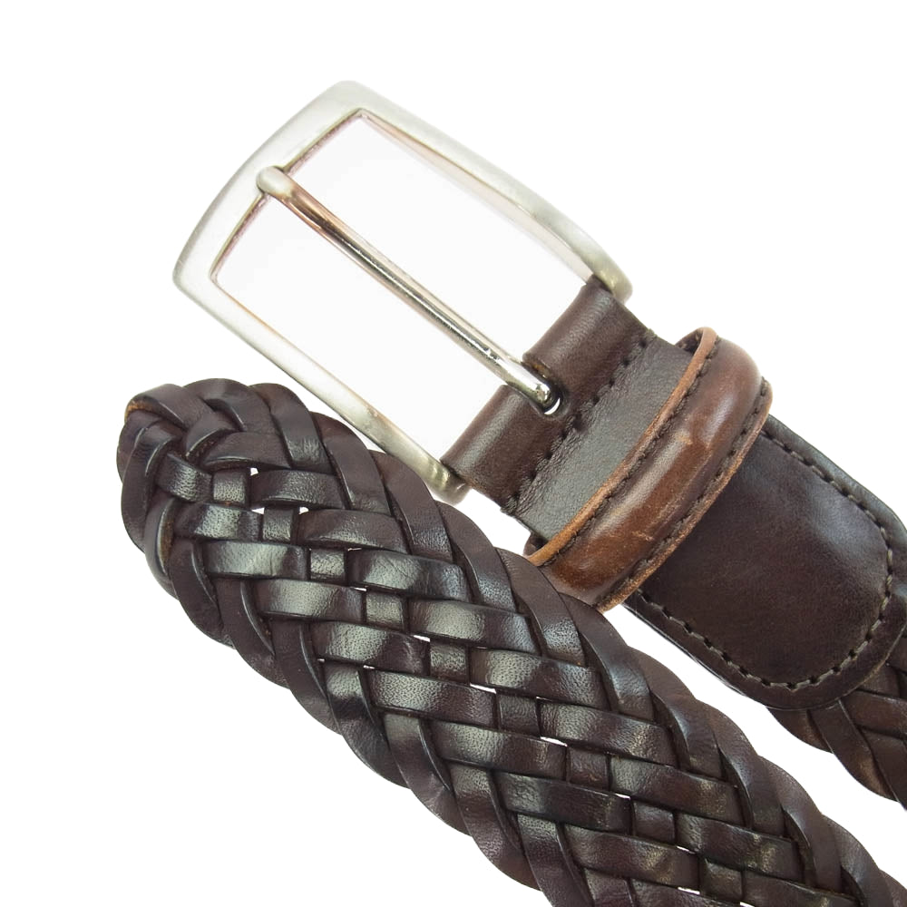 アンダーソンズ イタリア製 レザー メッシュ ベルト ブラウン ブラウン系 85【中古】