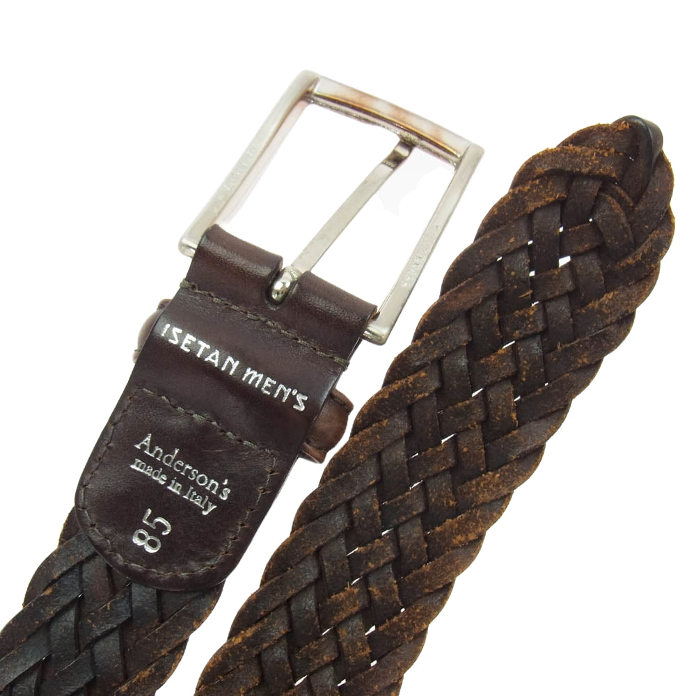 アンダーソンズ イタリア製 レザー メッシュ ベルト ブラウン ブラウン系 85【中古】