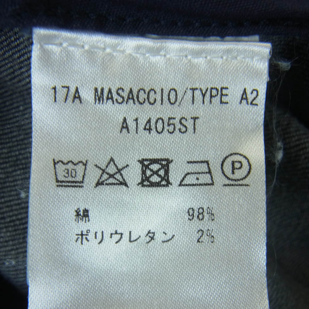 ジャブスアルキヴィオ 17A MASACCIO/TYPE A2 1タック ストレッチ イージー デニム スラックス パンツ インディゴブルー系 48【中古】