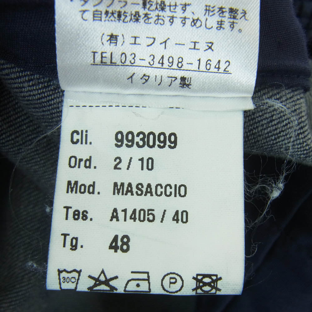 ジャブスアルキヴィオ 17A MASACCIO/TYPE A2 1タック ストレッチ イージー デニム スラックス パンツ インディゴブルー系 48【中古】
