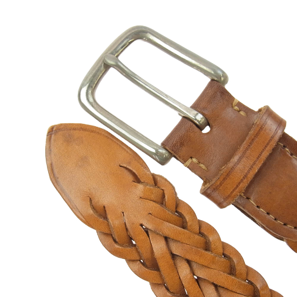 WHITE HOUSE COX ホワイトハウスコックス レザー メッシュ ベルト ブラウン系 34【中古】