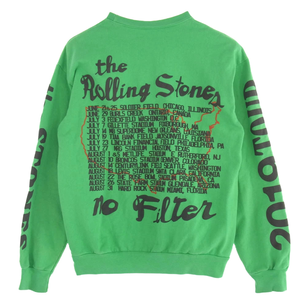 カクタス プラント フリー マーケット 2019 TOUR ROLLING STONES CREWNECK ローリングストーンズ プリントスウェット グリーン系【中古】