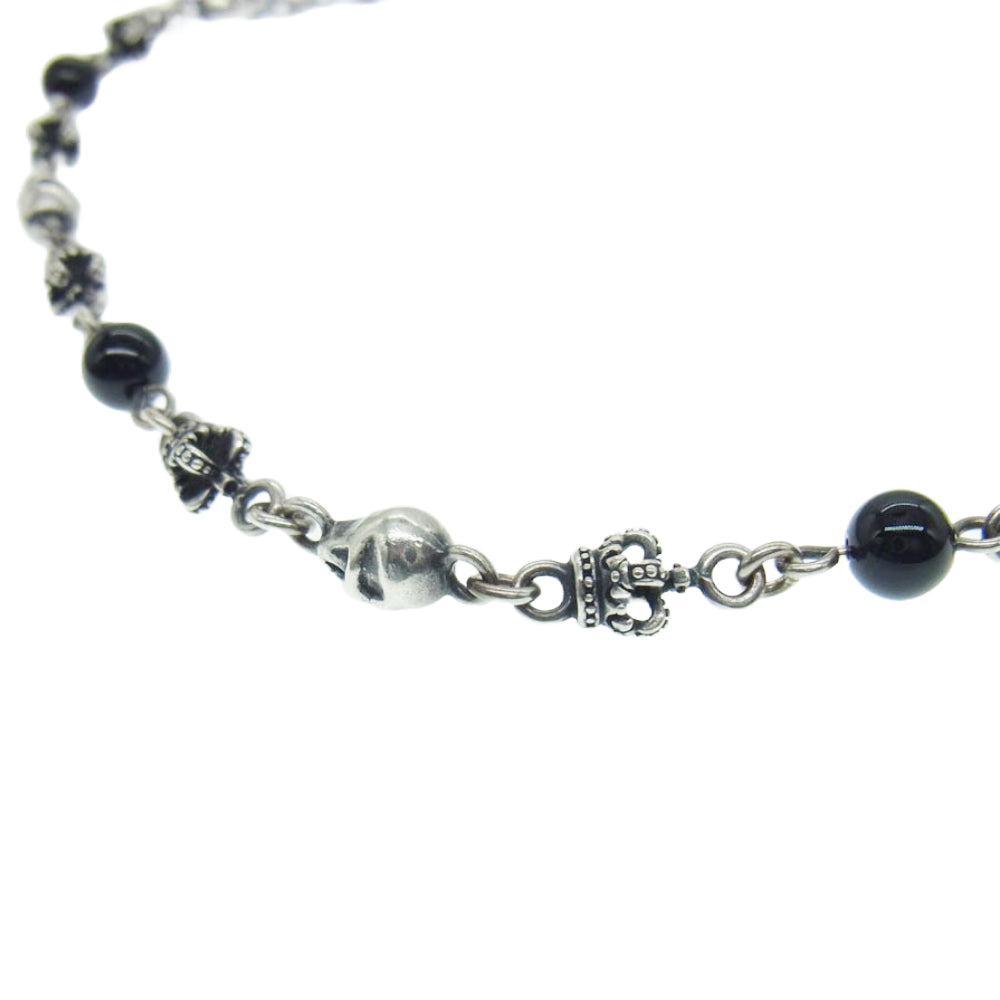 Justin Davis ジャスティンデイビス SNJ126-1 2 ONYX 40 SKULL DIVINE STONE スカル ディバイン クラウン オニキス チェーン 40cm ネックレス【中古】