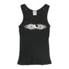 CHROME HEARTS クロムハーツ（原本無） フローラル ハート プリント ライトストーン付 ノースリーブカットソー タンクトップ ブラック系 M【中古】