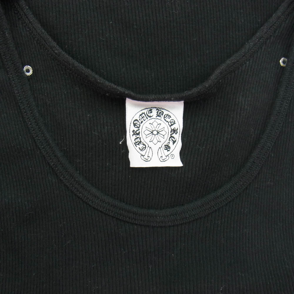 CHROME HEARTS クロムハーツ（原本無） フローラル ハート プリント ライトストーン付 ノースリーブカットソー タンクトップ ブラック系 M【中古】