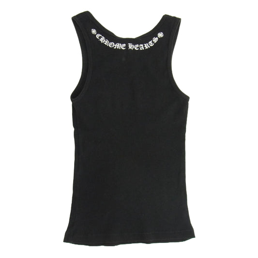 CHROME HEARTS クロムハーツ（原本無） フローラル ハート プリント ライトストーン付 ノースリーブカットソー タンクトップ ブラック系 M【中古】