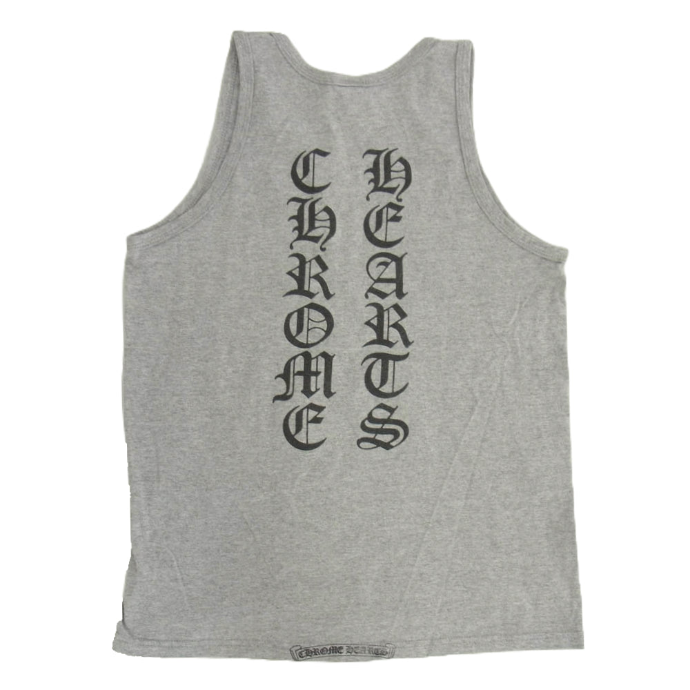 CHROME HEARTS クロムハーツ（原本無） オールド スクリプトロゴ プリント ノースリーブカットソー タンクトップ グレー系 S【中古】