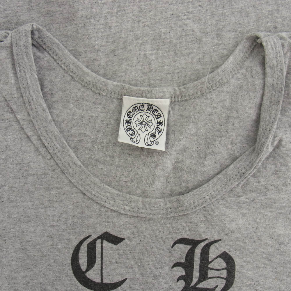 CHROME HEARTS クロムハーツ（原本無） オールド スクリプトロゴ プリント ノースリーブカットソー タンクトップ グレー系 S【中古】