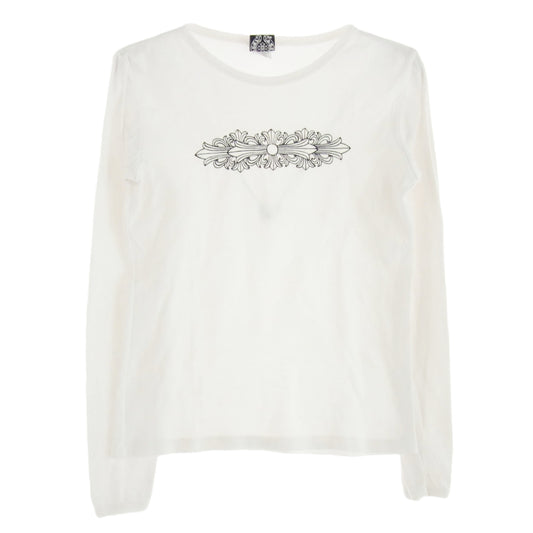 CHROME HEARTS クロムハーツ（原本無） オールド フローラル クロス プリント 長袖カットソー ホワイト系【中古】