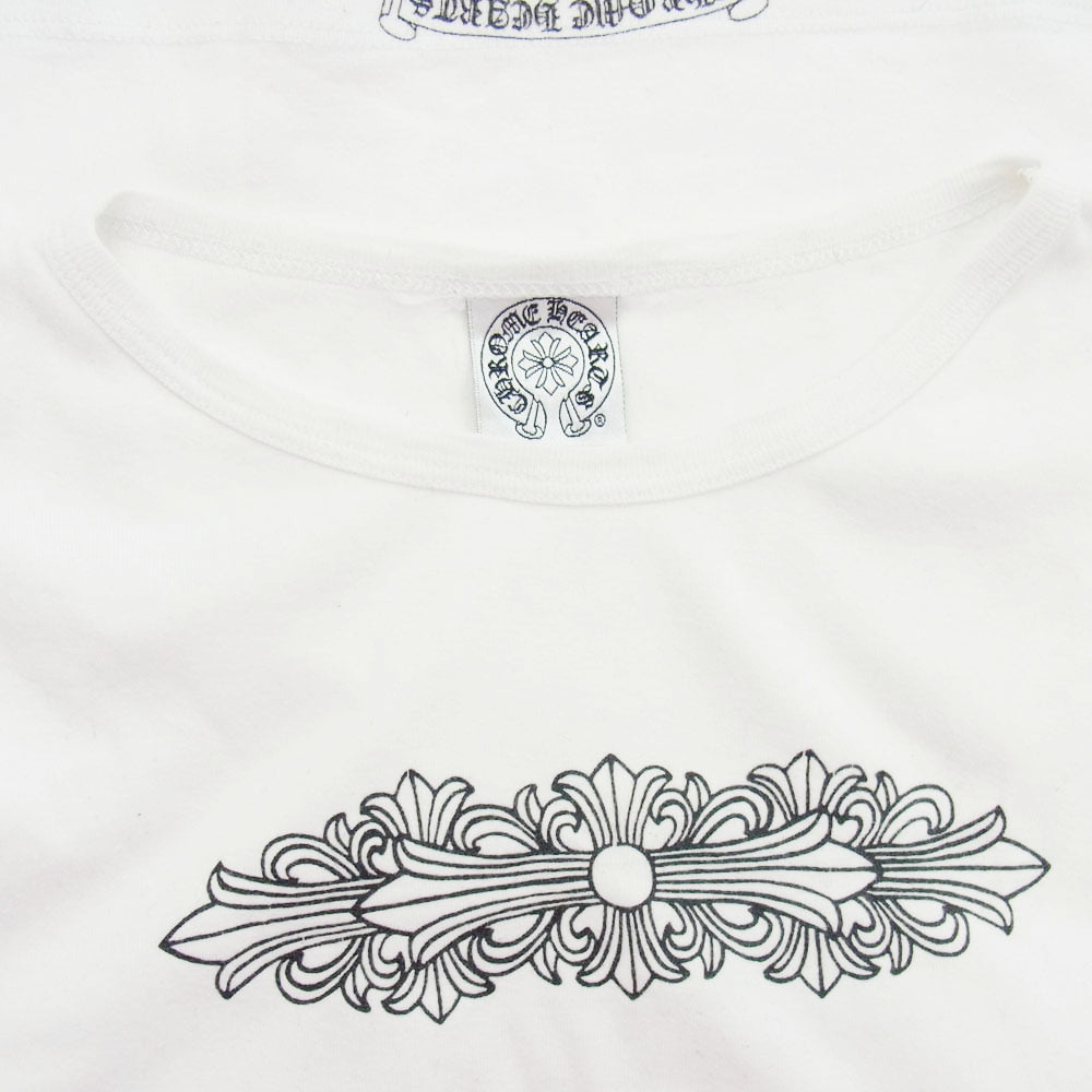 CHROME HEARTS クロムハーツ（原本無） オールド フローラル クロス プリント 長袖カットソー ホワイト系【中古】