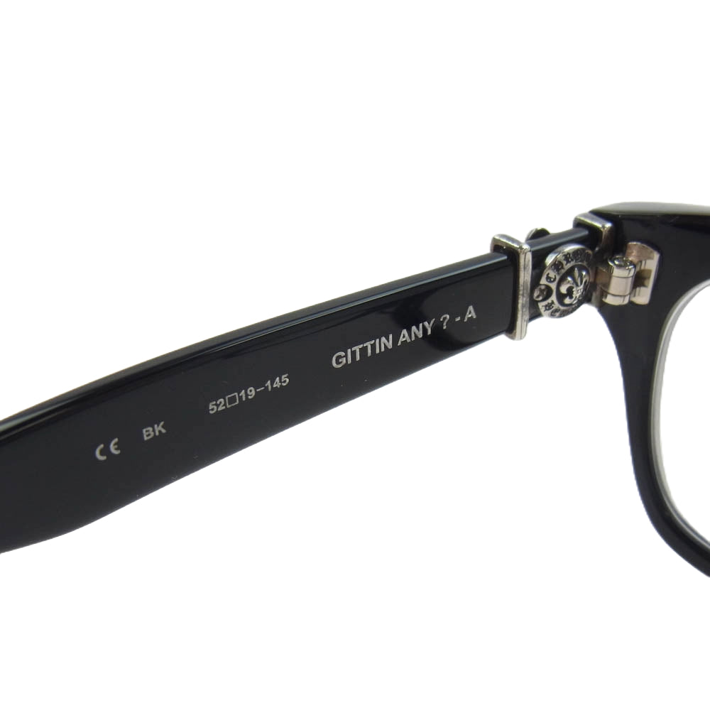 CHROME HEARTS クロムハーツ（原本無） 52□19-145 GITTIN ANY?-A BSフレア テンプルスクエア サングラス 眼鏡 アイウェア フレーム：ブラック系 52□19-145【中古】