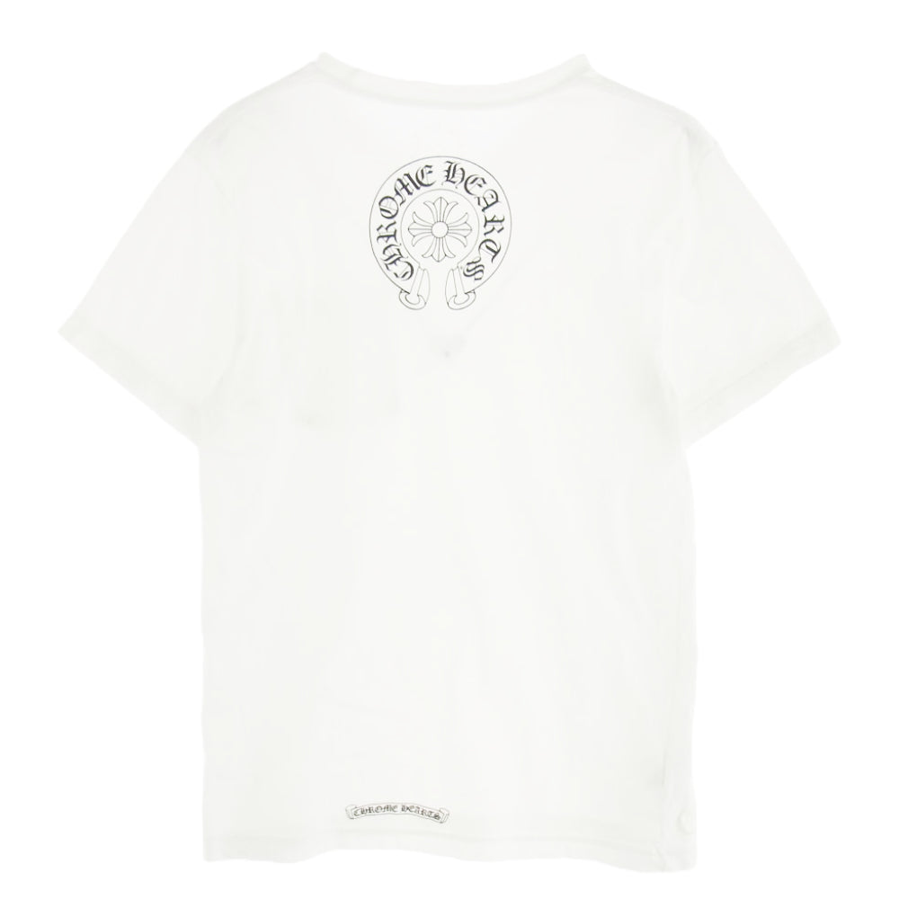CHROME HEARTS クロムハーツ（原本無） NECK LOGO TEE ネックロゴ バックホースシュー CHプラス ポケット付き 半袖 Tシャツ ホワイト系 M【中古】