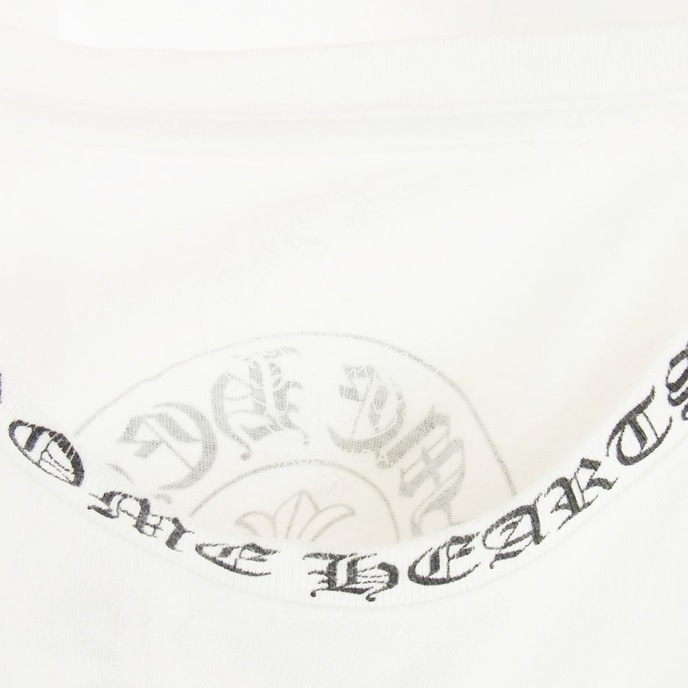 CHROME HEARTS クロムハーツ（原本無） NECK LOGO TEE ネックロゴ バックホースシュー CHプラス ポケット付き 半袖 Tシャツ ホワイト系 M【中古】