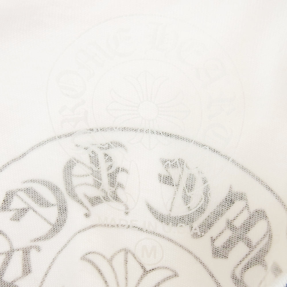CHROME HEARTS クロムハーツ（原本無） NECK LOGO TEE ネックロゴ バックホースシュー CHプラス ポケット付き 半袖 Tシャツ ホワイト系 M【中古】
