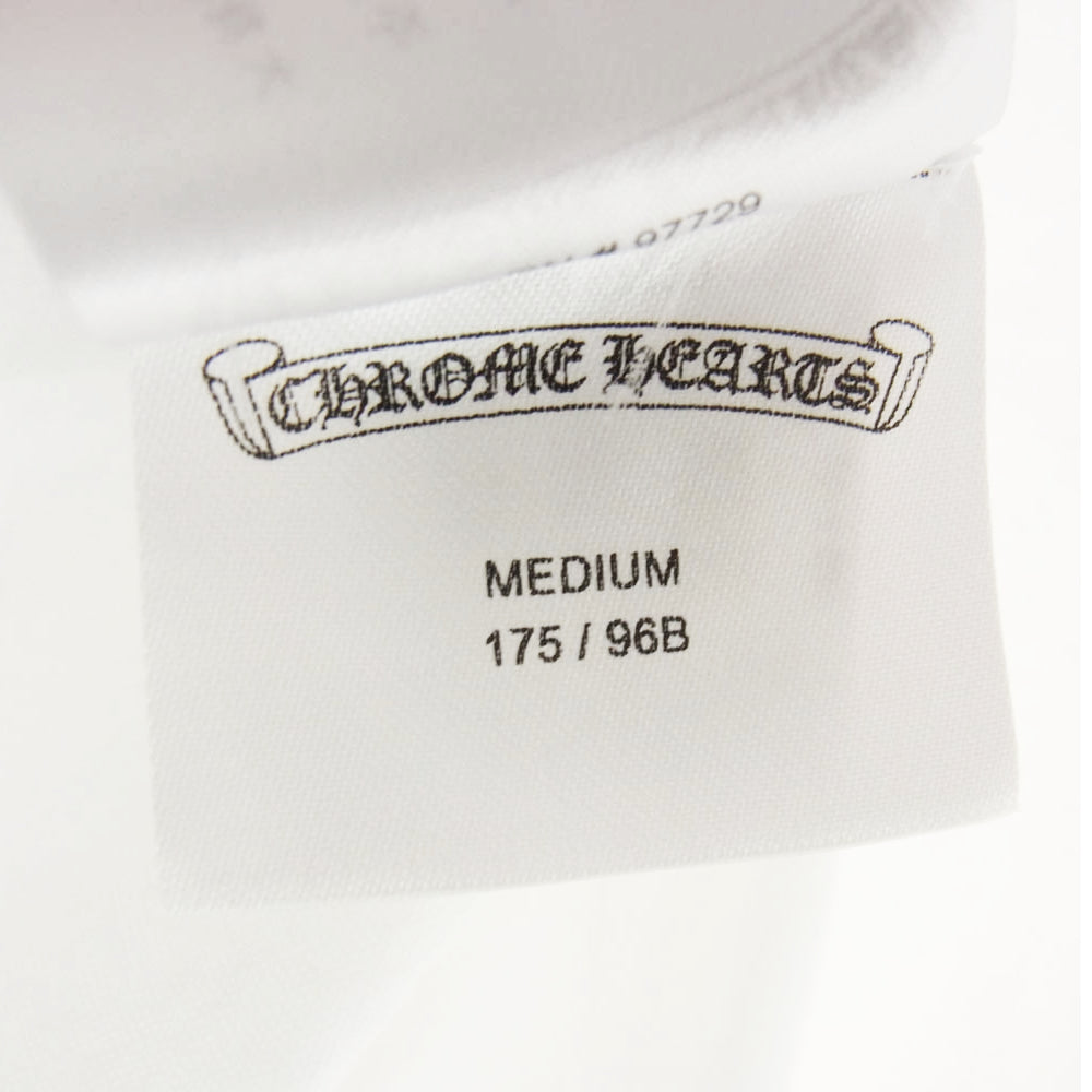 CHROME HEARTS クロムハーツ（原本無） NECK LOGO TEE ネックロゴ バックホースシュー CHプラス ポケット付き 半袖 Tシャツ ホワイト系 M【中古】