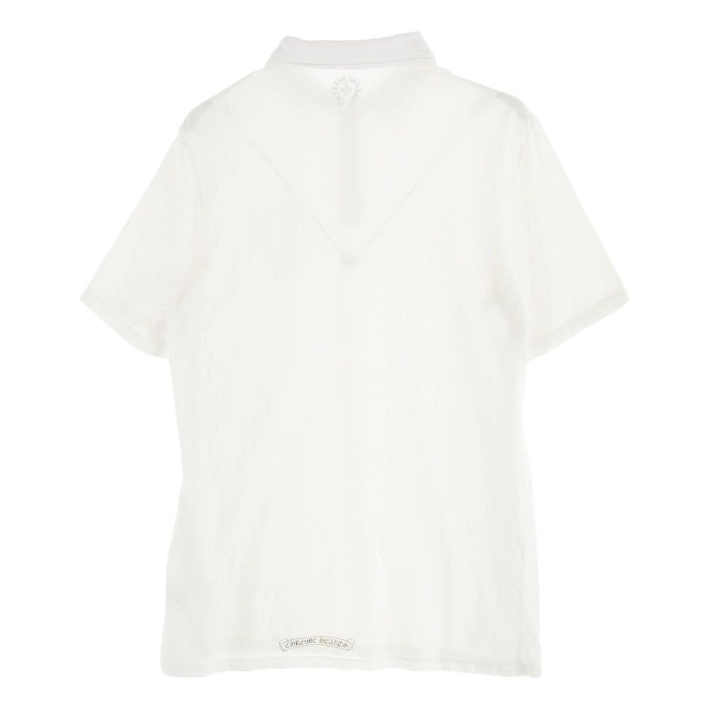 CHROME HEARTS クロムハーツ（原本無） クロスボールボタン ロジウム加工 ホースシュープリント スクロールラベル 半袖 ポロシャツ ホワイト系 L【中古】