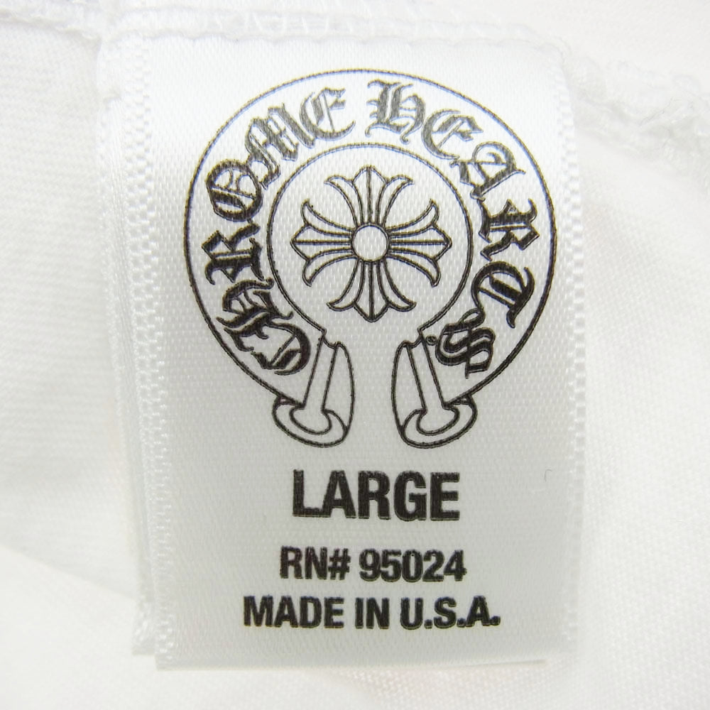 CHROME HEARTS クロムハーツ（原本無） クロスボールボタン ロジウム加工 ホースシュープリント スクロールラベル 半袖 ポロシャツ ホワイト系 L【中古】