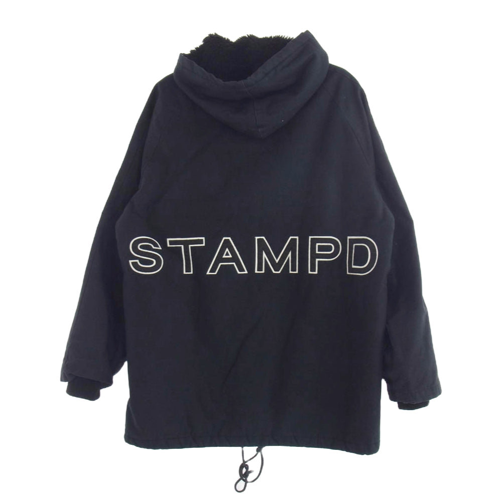 STAMPD スタンプド バックロゴ 裏地ボア モッズコート パーカー ジャケット ブラック系 M【中古】