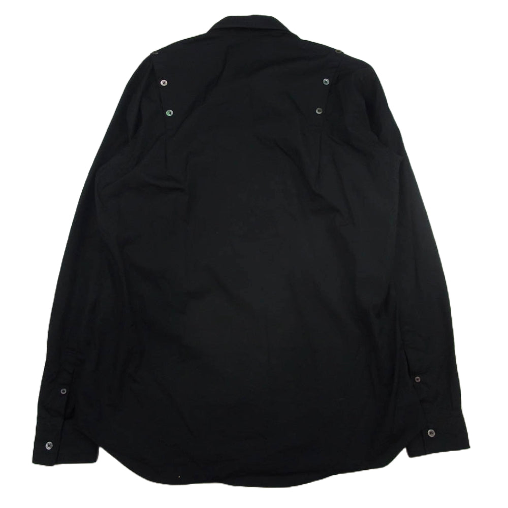 JOHN LAWRENCE SULLIVAN ジョンローレンスサリバン 21SS 3A001-0221-19 SHOULDER BUTTON SHIRT ボタンデザイン 長袖シャツ ブラック系 46【中古】