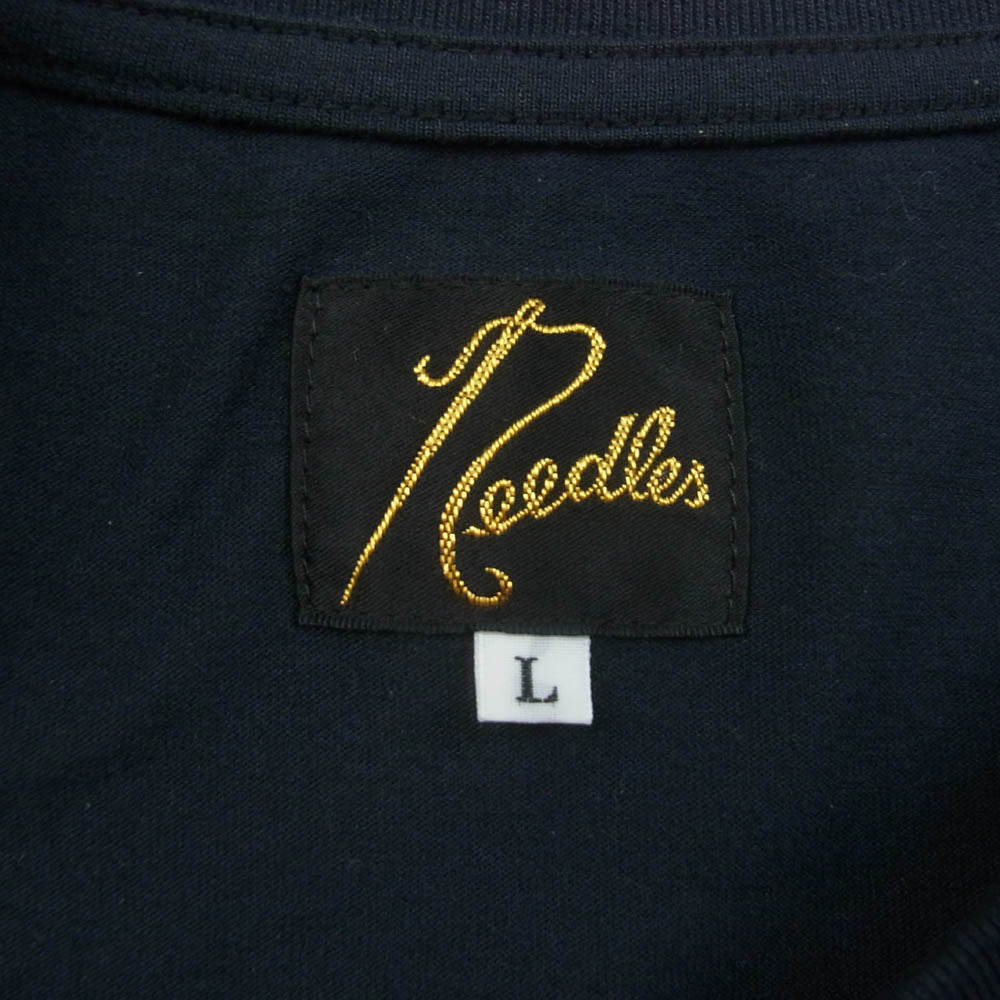 Needles ニードルス IN207 L/S CRE NECK TEE-POLY JERSEY パピヨン刺繍 ロングスリーブカットソー 長袖 ネイビー系 L【中古】