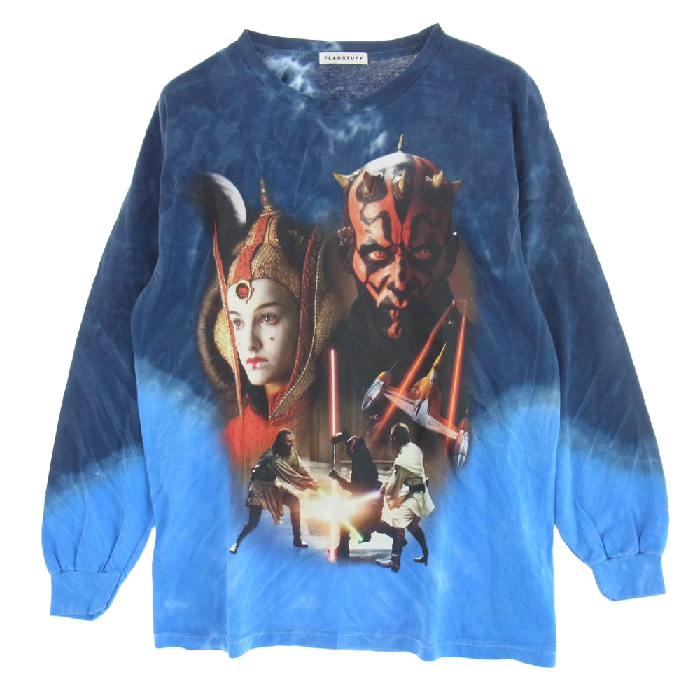 FLAGSTUFF フラグスタフ STARWARS スターウォーズ プリント タイダイ ロングスリーブ Tシャツ 長袖 カットソー ロンT ブルー系 L【中古】