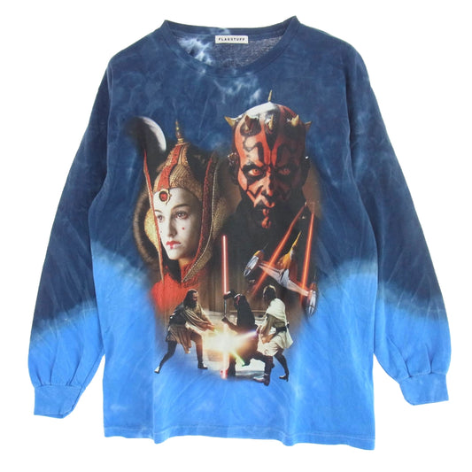 FLAGSTUFF フラグスタフ STARWARS スターウォーズ プリント タイダイ ロングスリーブ Tシャツ 長袖 カットソー ロンT ブルー系 L【中古】