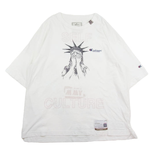Maison MIHARA YASUHIRO メゾンミハラヤスヒロ A09TS701 SELF CULTURE Printed Tee プリント オーバーサイズ Tシャツ 半袖カットソー ホワイト系 46【中古】