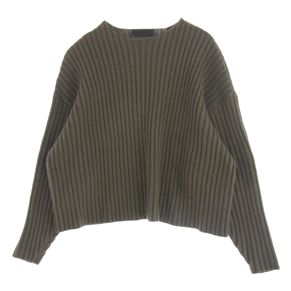 FEAR OF GOD フィアオブゴッド ESSENTIALS エッセンシャルズ ラバーロゴ ケーブル ニット セーター カーキ系 S【中古】