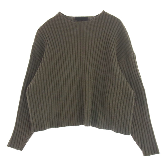 FEAR OF GOD フィアオブゴッド ESSENTIALS エッセンシャルズ ラバーロゴ ケーブル ニット セーター カーキ系 S【中古】