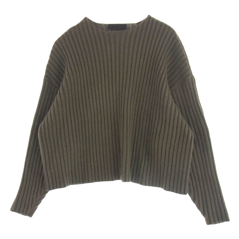 FEAR OF GOD フィアオブゴッド ESSENTIALS エッセンシャルズ ラバーロゴ ケーブル ニット セーター カーキ系 S【中古】
