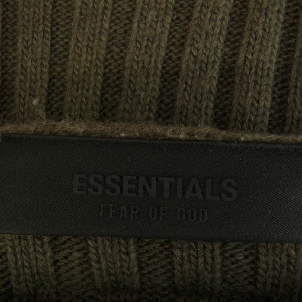 FEAR OF GOD フィアオブゴッド ESSENTIALS エッセンシャルズ ラバーロゴ ケーブル ニット セーター カーキ系 S【中古】
