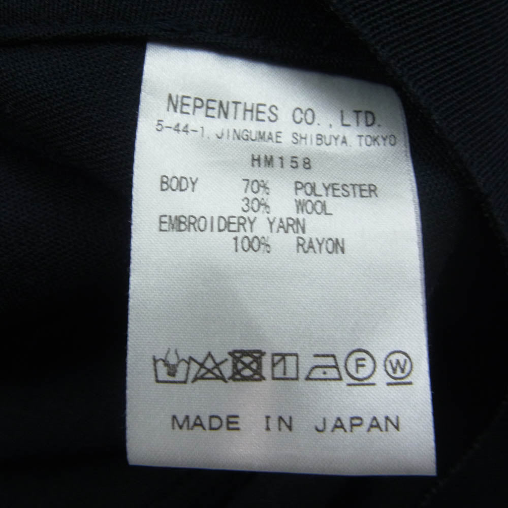 Needles ニードルス HM158 C.O.B. One-Up Shirt - Pe/W Doeskin ワンアップ パピヨン刺繍 長袖シャツ ダークネイビー系 L【中古】