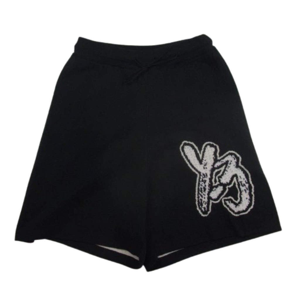 Y-3 Yohji Yamamoto ワイスリー ヨウジヤマモト 1IM001 ロゴプリント インターシャニット ハーフパンツ ショーツ ブラック系 S【中古】