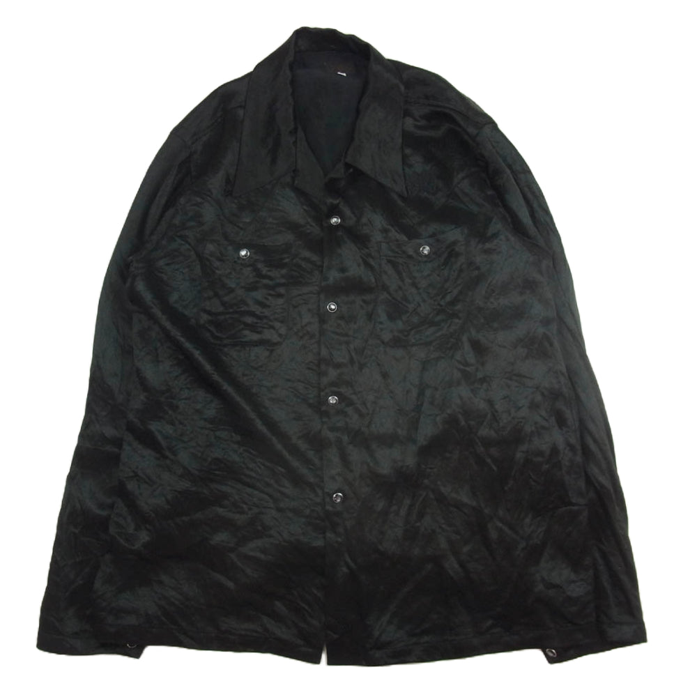 Needles ニードルス PU234 L/S COWBOY ONE-UP SHIRT オープンカラー パピヨン刺繍 カウボーイ 長袖シャツ ブラック系 M【中古】
