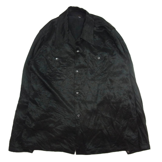 Needles ニードルス PU234 L/S COWBOY ONE-UP SHIRT オープンカラー パピヨン刺繍 カウボーイ 長袖シャツ ブラック系 M【中古】
