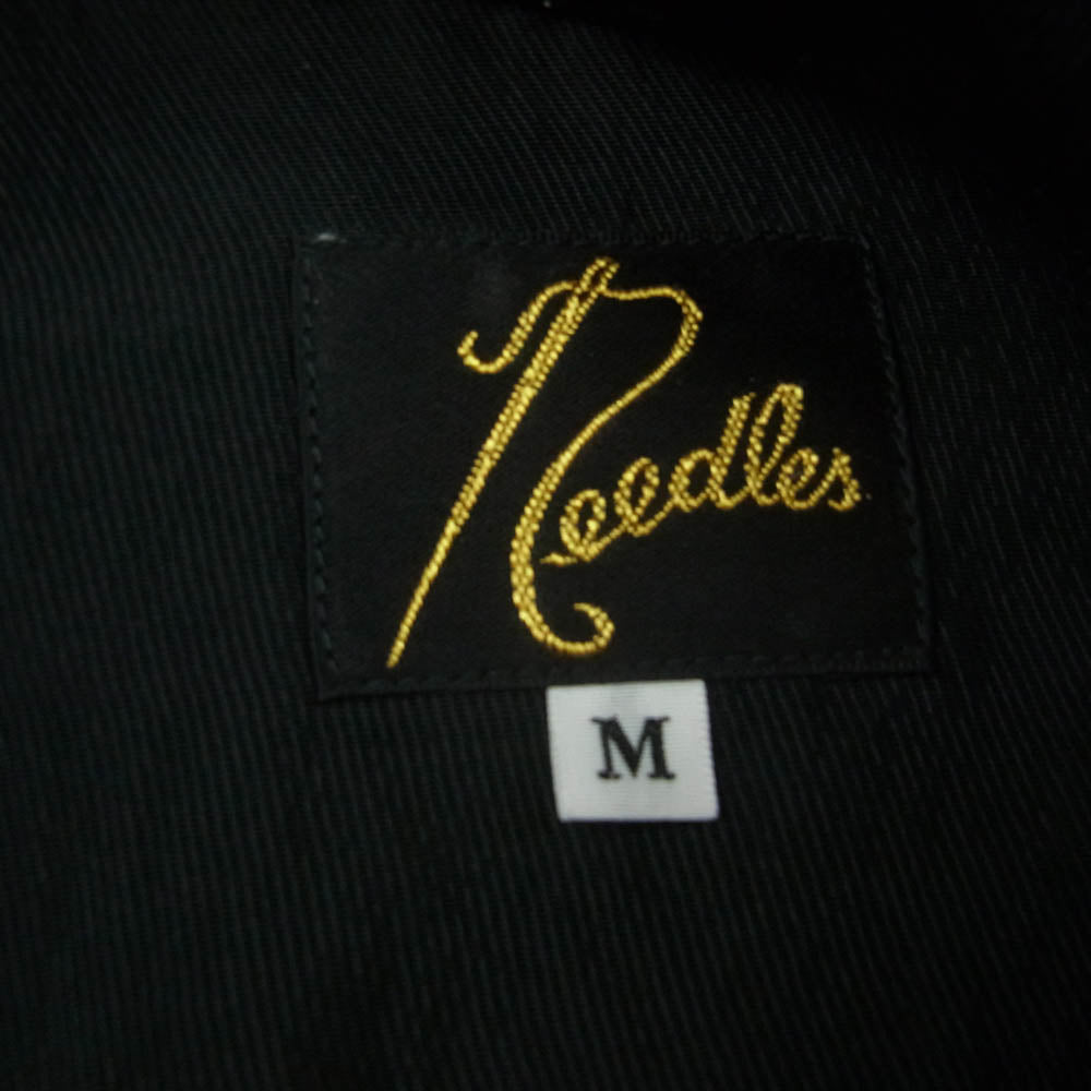 Needles ニードルス PU234 L/S COWBOY ONE-UP SHIRT オープンカラー パピヨン刺繍 カウボーイ 長袖シャツ ブラック系 M【中古】