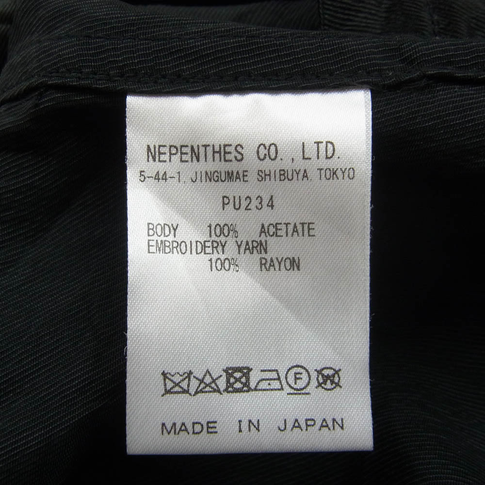 Needles ニードルス PU234 L/S COWBOY ONE-UP SHIRT オープンカラー パピヨン刺繍 カウボーイ 長袖シャツ ブラック系 M【中古】