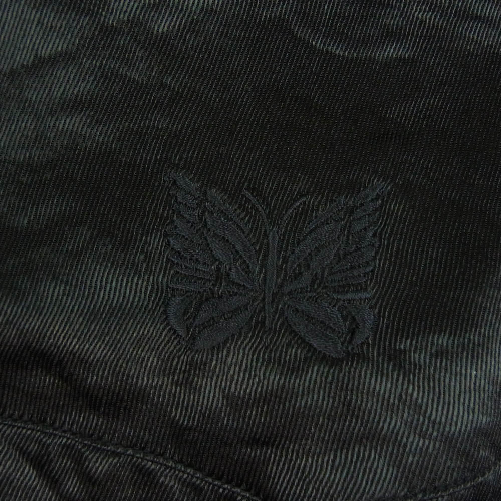 Needles ニードルス PU234 L/S COWBOY ONE-UP SHIRT オープンカラー パピヨン刺繍 カウボーイ 長袖シャツ ブラック系 M【中古】