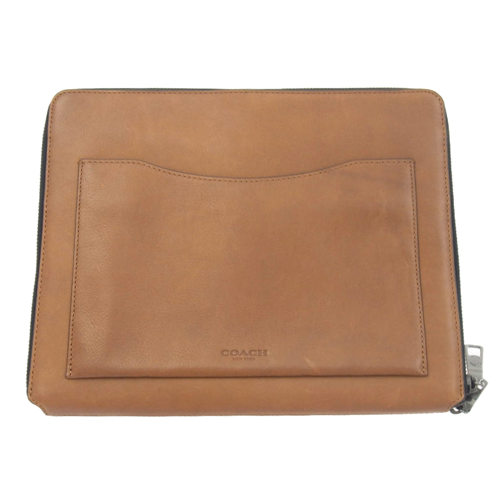 COACH コーチ 64822 レザー クラッチ タブレットケース セカンドバッグ ブラウン系【中古】
