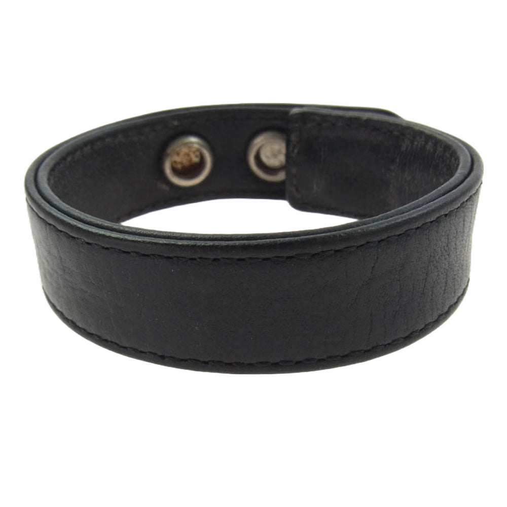 CHROME HEARTS クロムハーツ（原本無） 3BTN 2SNP クロスボール レザー ブレスレット ブラック系【中古】