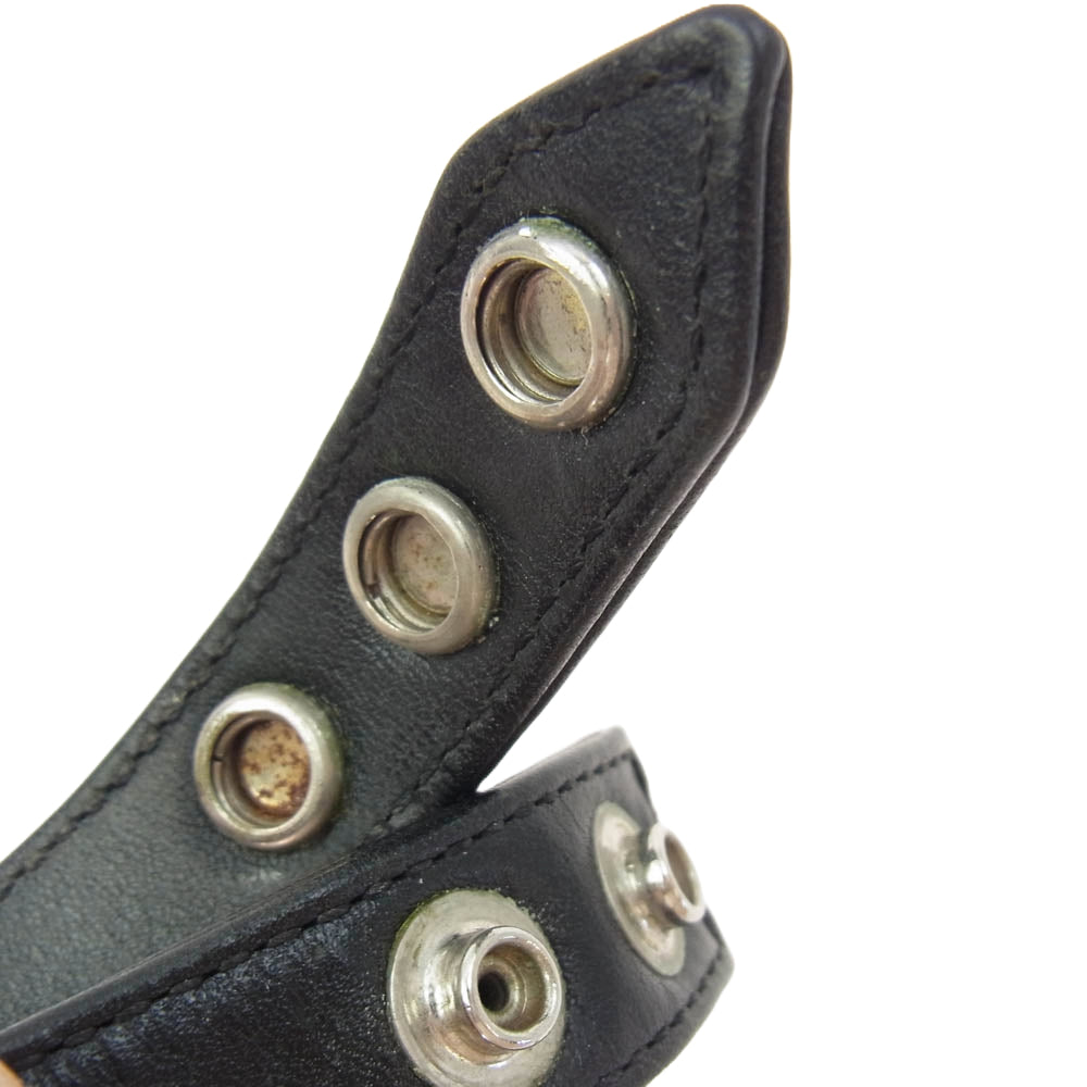CHROME HEARTS クロムハーツ（原本無） 3BTN 2SNP クロスボール レザー ブレスレット ブラック系【中古】