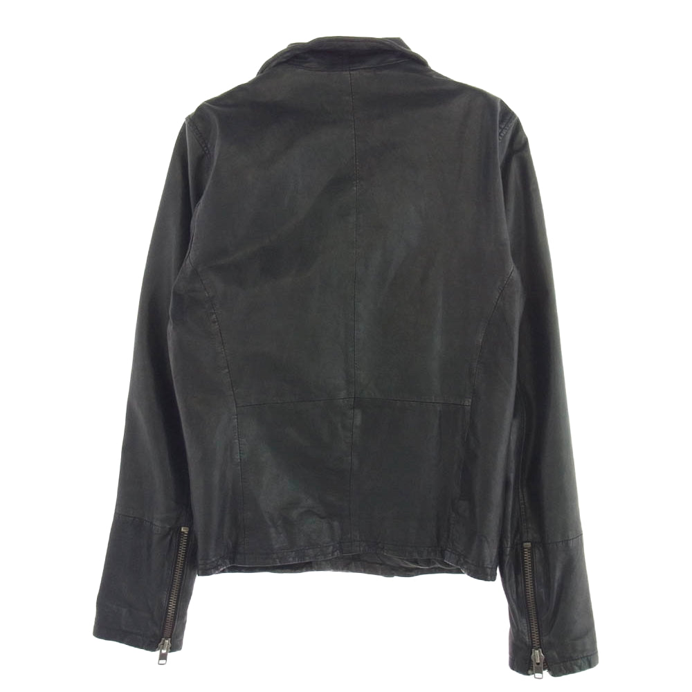 イックス ダブルジップ ライダース レザー ジャケット ブラック系 S【中古】