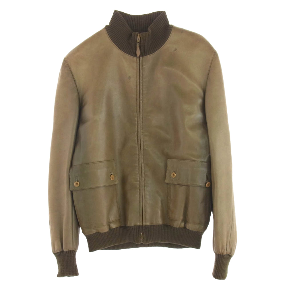 HERMES エルメス CLAIRジップ ジップアップ レザー ブルゾン ジャケット ブラウン系 50【中古】