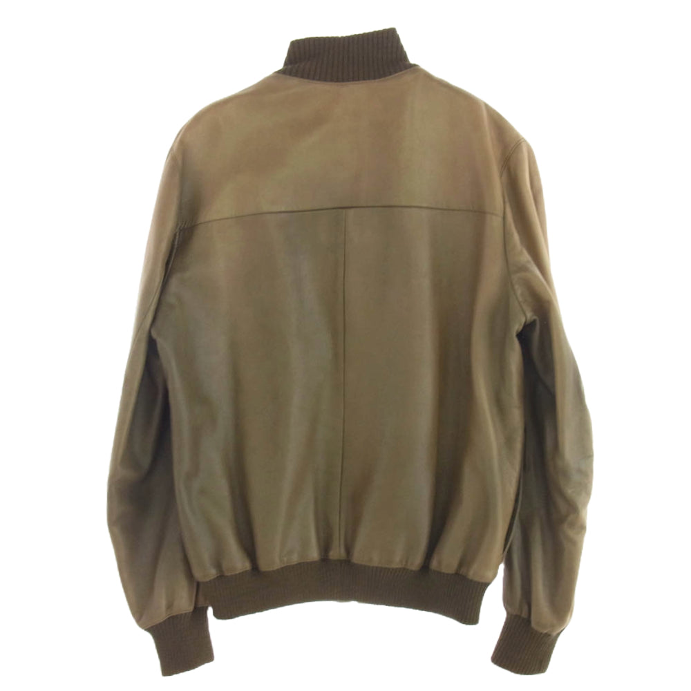 HERMES エルメス CLAIRジップ ジップアップ レザー ブルゾン ジャケット ブラウン系 50【中古】
