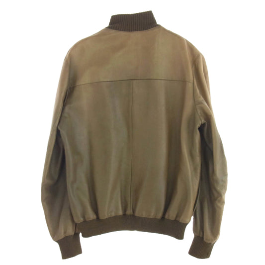 HERMES エルメス CLAIRジップ ジップアップ レザー ブルゾン ジャケット ブラウン系 50【中古】