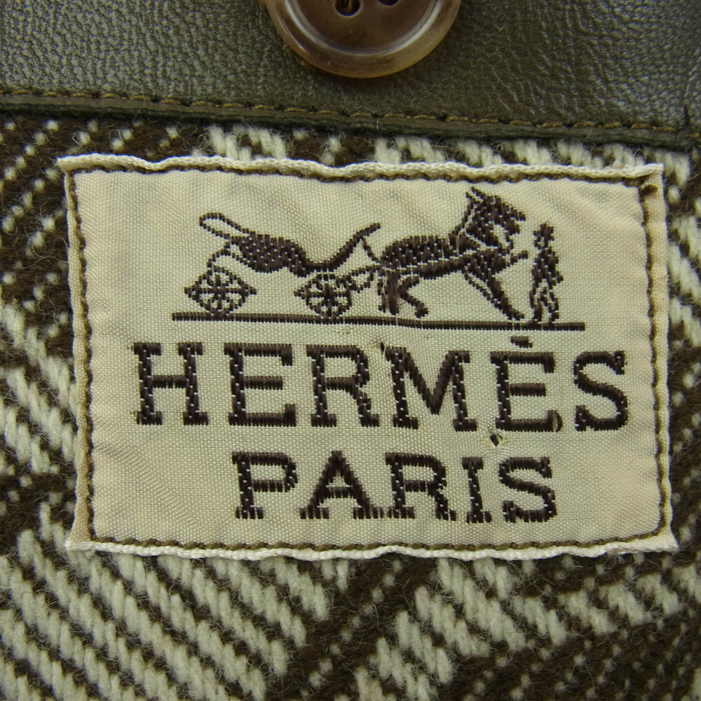 HERMES エルメス CLAIRジップ ジップアップ レザー ブルゾン ジャケット ブラウン系 50【中古】